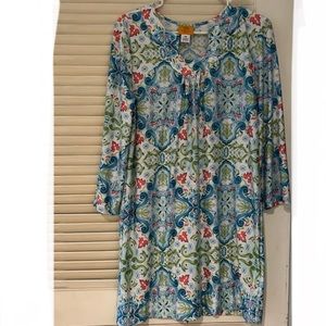 Ruby Rd. Loose Style Cruise Wear Dress Pink Blue Green Coverup? Caftan Petite PM